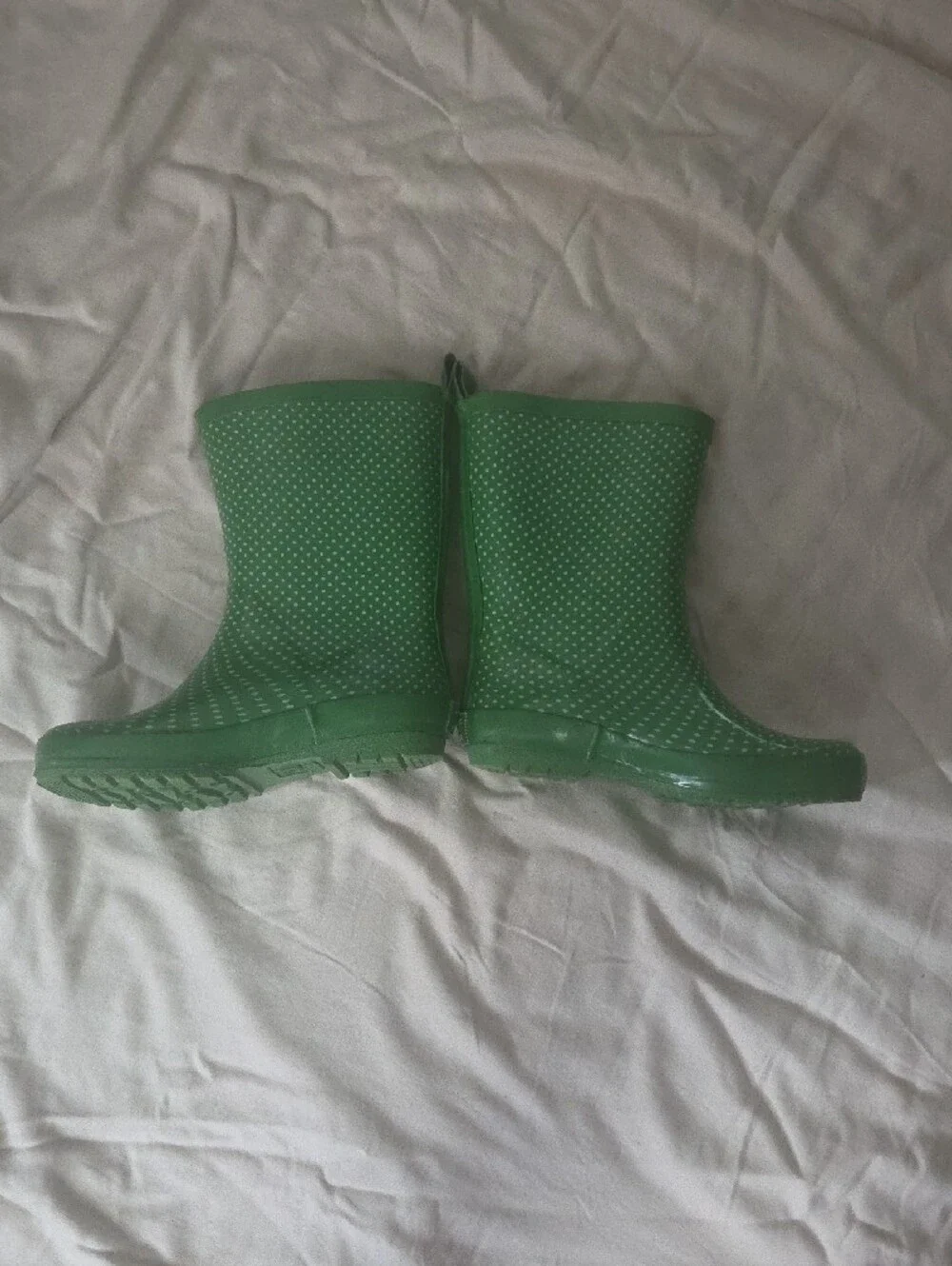 Janie and Jack Green Polka Dot Kids Rain Boots Size 2